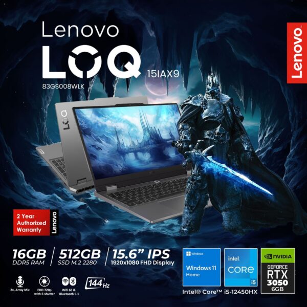 Lenovo LOQ 15IAX9  Gaming Laptop Intel® Core™ i5-12450HX RTX™ 3050 6GB GDDR6